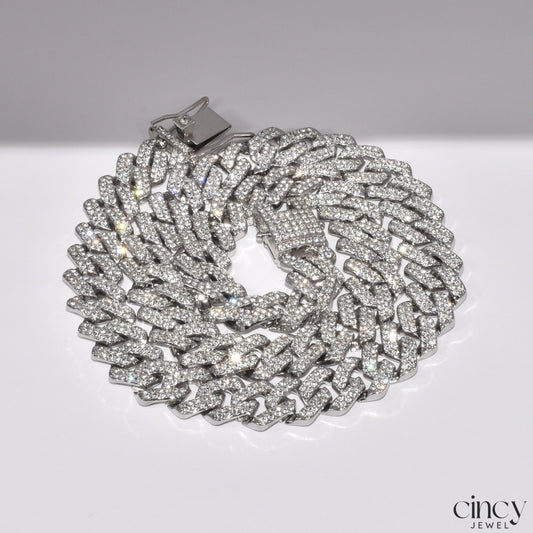 Shiny Rhinestones Cuban Chain Necklace