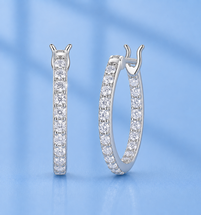 Moissanite Hoop Earrings | S925 Silver | VVS1 D Color | Comes in LED Gift Box