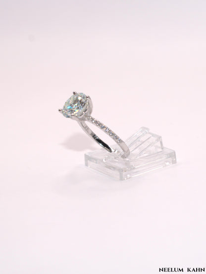 3Ct Moissanite Diamond Ring, 925 Sterling Silver, 18K Gold Plated, Round Cut, VVS1 Clarity, Gift LED Ring Box Included