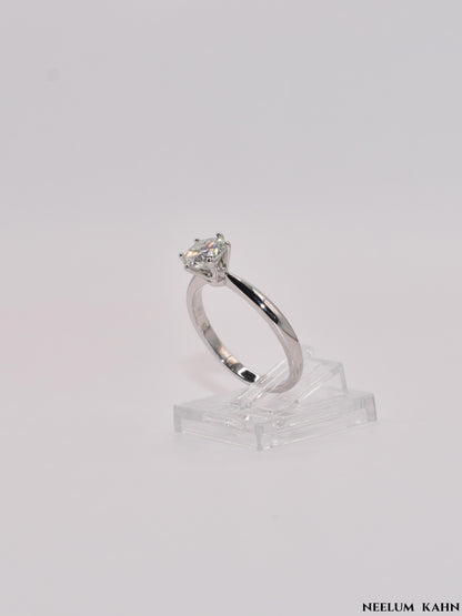 1ct Moissanite Diamond Ring, 925 Sterling Silver, 18K Gold Plated, Round Cut, VVS1 Clarity, LED Ring Gift Box Included