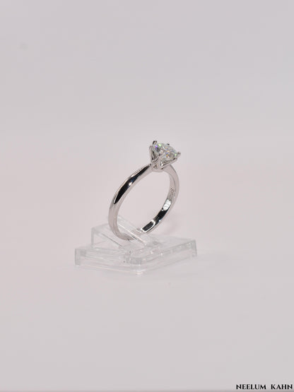 1ct Moissanite Diamond Ring, 925 Sterling Silver, 18K Gold Plated, Round Cut, VVS1 Clarity, LED Ring Gift Box Included