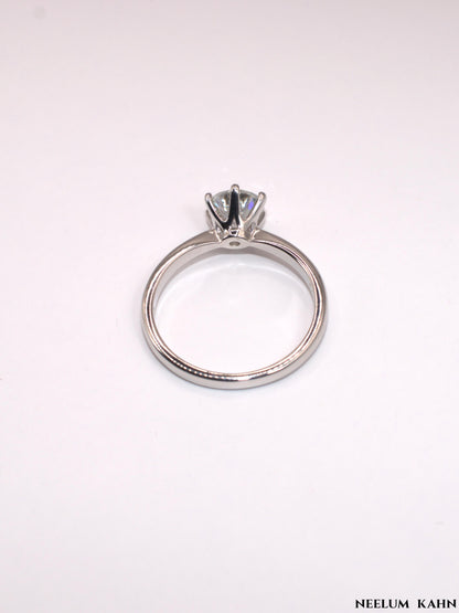 1ct Moissanite Diamond Ring, 925 Sterling Silver, 18K Gold Plated, Round Cut, VVS1 Clarity, LED Ring Gift Box Included
