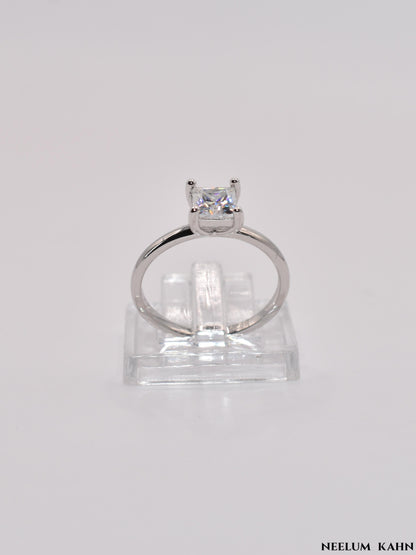 Princess Cut 1ct Moissanite Diamond S925 Silver Ring,