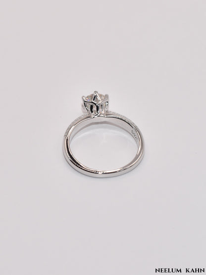1Ct Moissanite Engagement Ring, 925 Sterling Silver, Round Cut, VVS1 Clarity, with Gift LED Ring Box