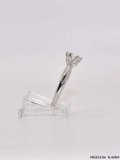 1Ct Moissanite Engagement Ring, 925 Sterling Silver, Round Cut, VVS1 Clarity, with Gift LED Ring Box