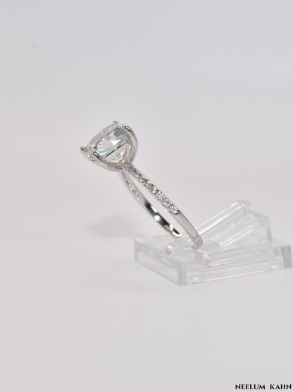 3ct Cushion Cut Moissanite Engagement Ring, 3Ct D VVS1, 925 Sterling Silver, Complete Gift Set with LED Ring Box