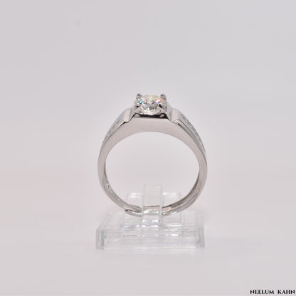 Certified 1Ct Moissanite Diamond Men Adjustable Ring S925 Silver Ring