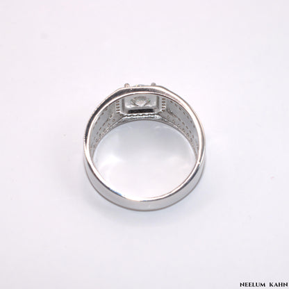 Men's 1Ct Moissanite Ring, Round Cut, 925 Sterling Silver, VVS1 Clarity, Gift Ring Box Included