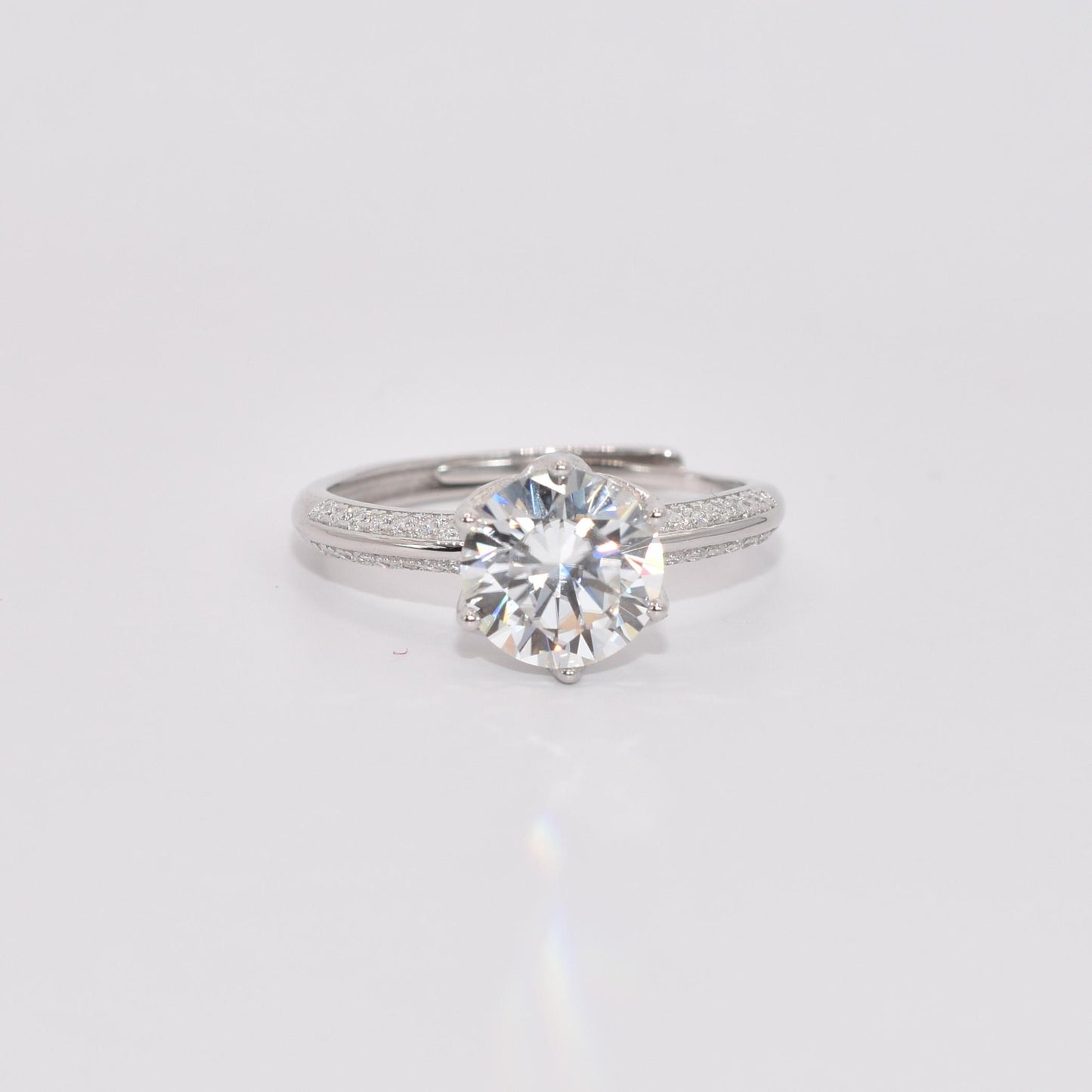 Certified 2Ct Moissanite Diamond Promise Ring for Women – S925 Silver White Gold Plated