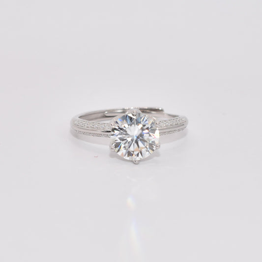 Certified 2Ct Moissanite Diamond Promise Ring for Women – S925 Silver White Gold Plated