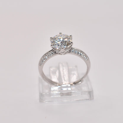 Certified 2Ct Moissanite Diamond Promise Ring for Women – S925 Silver White Gold Plated