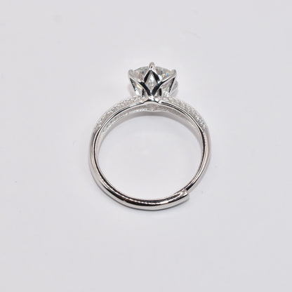 Certified 2Ct Moissanite Diamond Promise Ring for Women – S925 Silver White Gold Plated