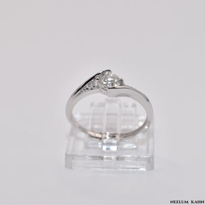 Certified 0.5Ct Moissanite Diamond Adjustable Ring for Women – S925 Silver Platinum Plated
