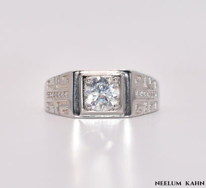 Certified 1Ct Moissanite Diamond Adjustable Ring – S925 Silver White Gold Plated