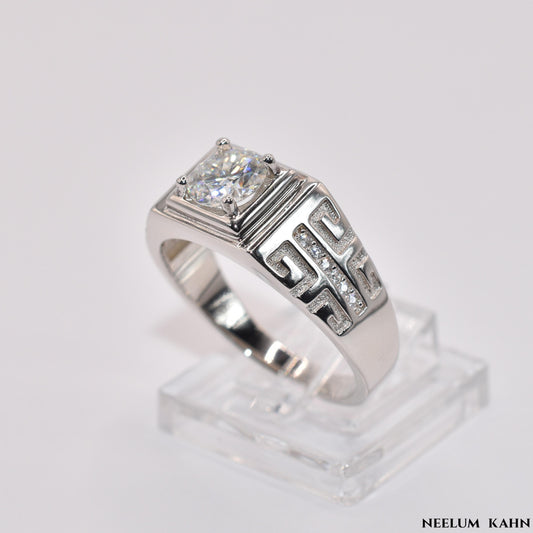 Certified 1Ct Moissanite Diamond Adjustable Ring – S925 Silver White Gold Plated