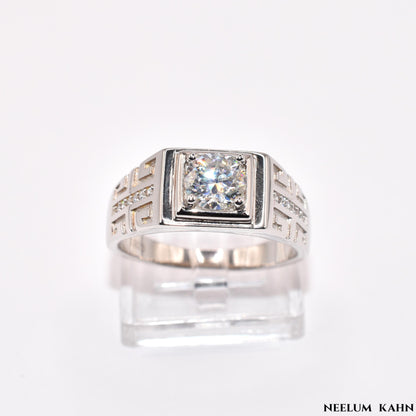 Certified 1Ct Moissanite Diamond Adjustable Ring – S925 Silver White Gold Plated