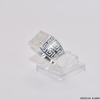 925 Sterling Silver Zircon Ring for Men - Free Shipping