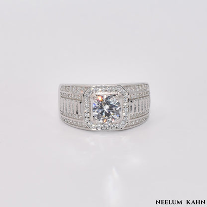 New 925 Sterling Silver Zircon Ring for Men