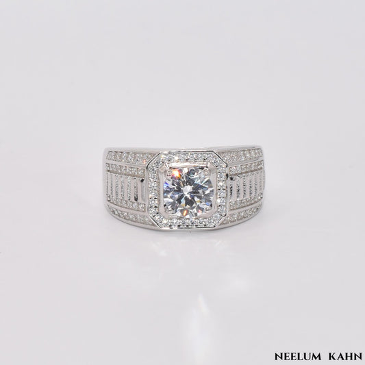 New 925 Sterling Silver Zircon Ring for Men