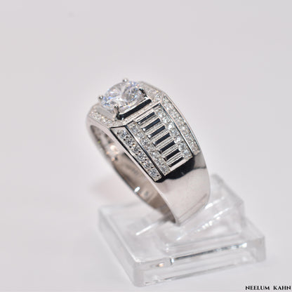 New 925 Sterling Silver Zircon Ring for Men