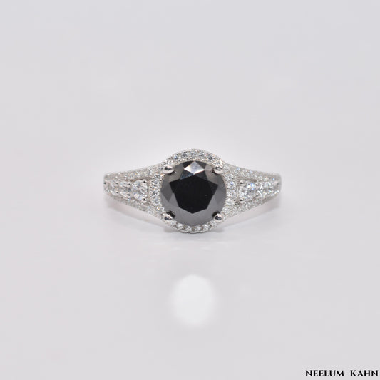 Certified 2Ct Black Moissanite Diamond Ring for Men – Solid S925 Silver