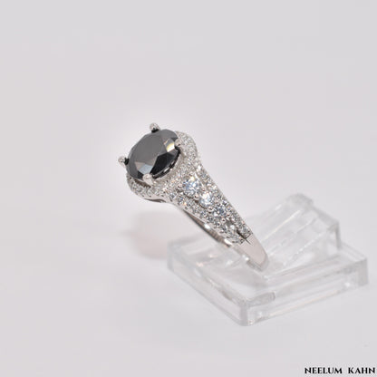 Certified 2Ct Black Moissanite Diamond Ring for Men – Solid S925 Silver