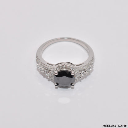 Certified 2Ct Black Moissanite Diamond Ring for Men – Solid S925 Silver