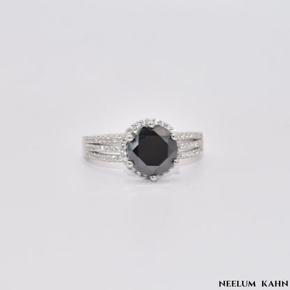 Certified 3Ct Black Moissanite Diamond Ring for Men | S925 Silver Ring