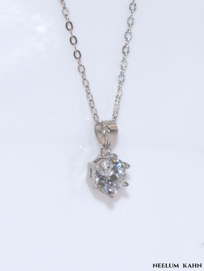 Certified 1ct Moissanite Diamond Pendant S925 Silver Promise Necklace