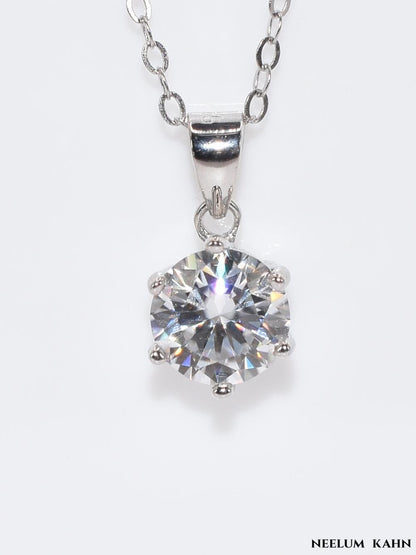 Certified 1ct Moissanite Diamond Pendant S925 Silver Promise Necklace