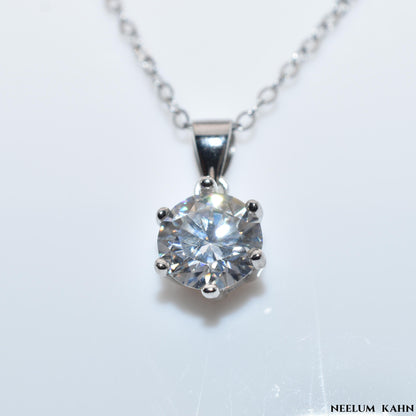 Certified 1ct Moissanite Diamond Pendant S925 Silver Promise Necklace