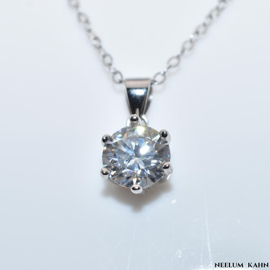 Certified 1ct Moissanite Diamond Pendant S925 Silver Promise Necklace