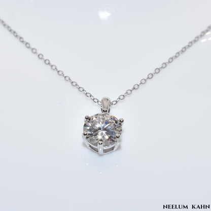 Certified 2Ct Moissanite Diamond Pendant Necklace – Solid S925 Silver