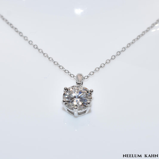 Certified 2Ct Moissanite Diamond Pendant Necklace – Solid S925 Silver