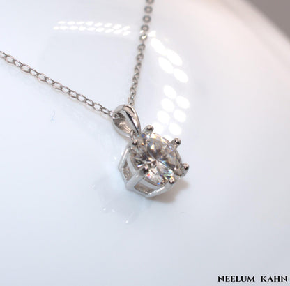 Certified 2Ct Moissanite Diamond Pendant Necklace – Solid S925 Silver