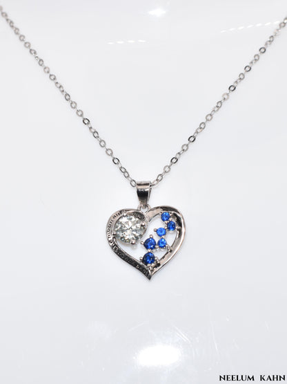 Sterling Silver Moissanite Heart Necklace, 0.5Ct Round Cut VVS1, 18.2 Inch Chain | Gift Jewelry Box Included