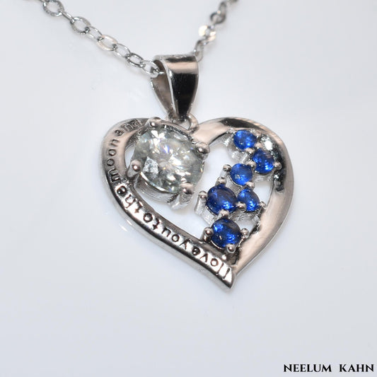 Sterling Silver Moissanite Heart Necklace, 0.5Ct Round Cut VVS1, 18.2 Inch Chain | Gift Jewelry Box Included