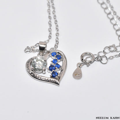 Sterling Silver Moissanite Heart Necklace, 0.5Ct Round Cut VVS1, 18.2 Inch Chain | Gift Jewelry Box Included