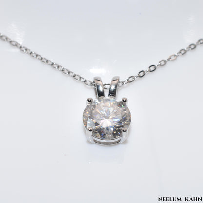 Certified 3Ct Moissanite Diamond S925 Silver Pendant Necklace