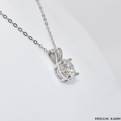 Certified 3Ct Moissanite Diamond S925 Silver Pendant Necklace