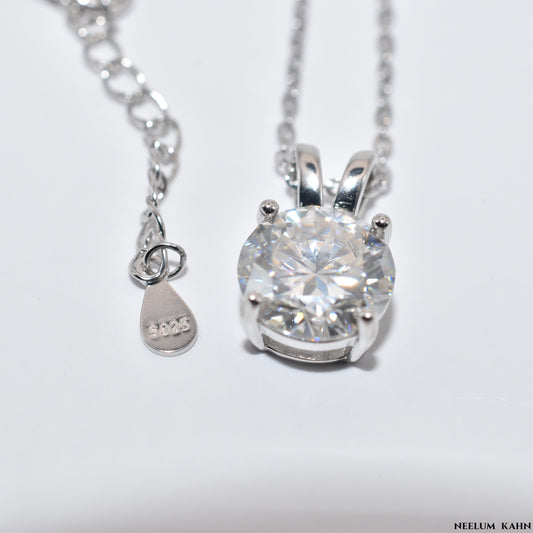 Certified 3Ct Moissanite Diamond S925 Silver Pendant Necklace