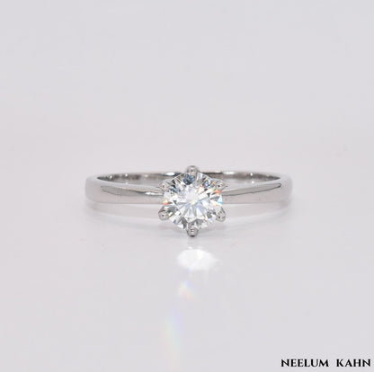 Certified 1Ct Moissanite Diamond Classy 925 Sterling Silver Ring