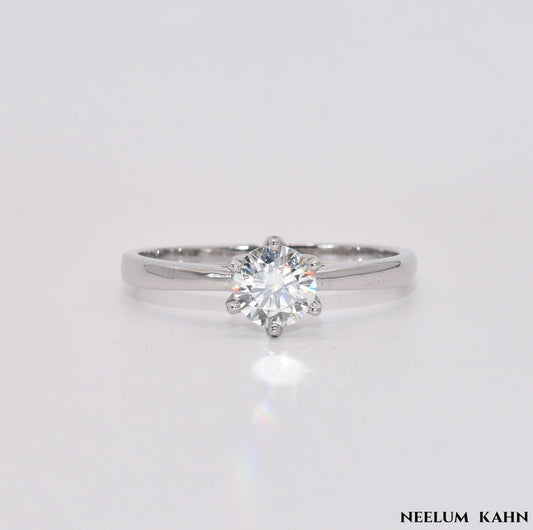 Certified 1Ct Moissanite Diamond Classy 925 Sterling Silver Ring