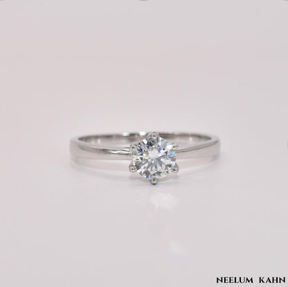 Certified 1Ct Moissanite Diamond Classy 925 Sterling Silver Ring