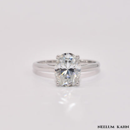 2Ct Oval Cut Moissanite Ring, 925 Sterling Silver, D Color VVS1 Clarity, Solitaire Engagement Ring with Gift LED Heart Ring Box