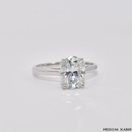 2Ct Oval Cut Moissanite Ring, 925 Sterling Silver, D Color VVS1 Clarity, Solitaire Engagement Ring with Gift LED Heart Ring Box