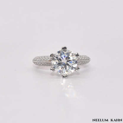 Certified 3Ct Moissanite Diamond Engagement Ring (18k Gold Plated)