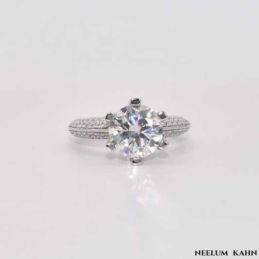 Certified 3Ct Moissanite Diamond Engagement Ring (18k Gold Plated)