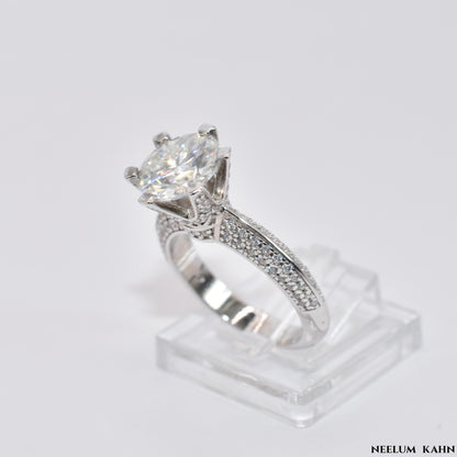 Certified 3Ct Moissanite Diamond Engagement Ring (18k Gold Plated)