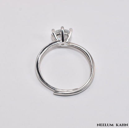 Certified 1Ct Moissanite Diamond Ring D/VVS1 Round Cut – 925 Sterling Silver with LED Ring Box